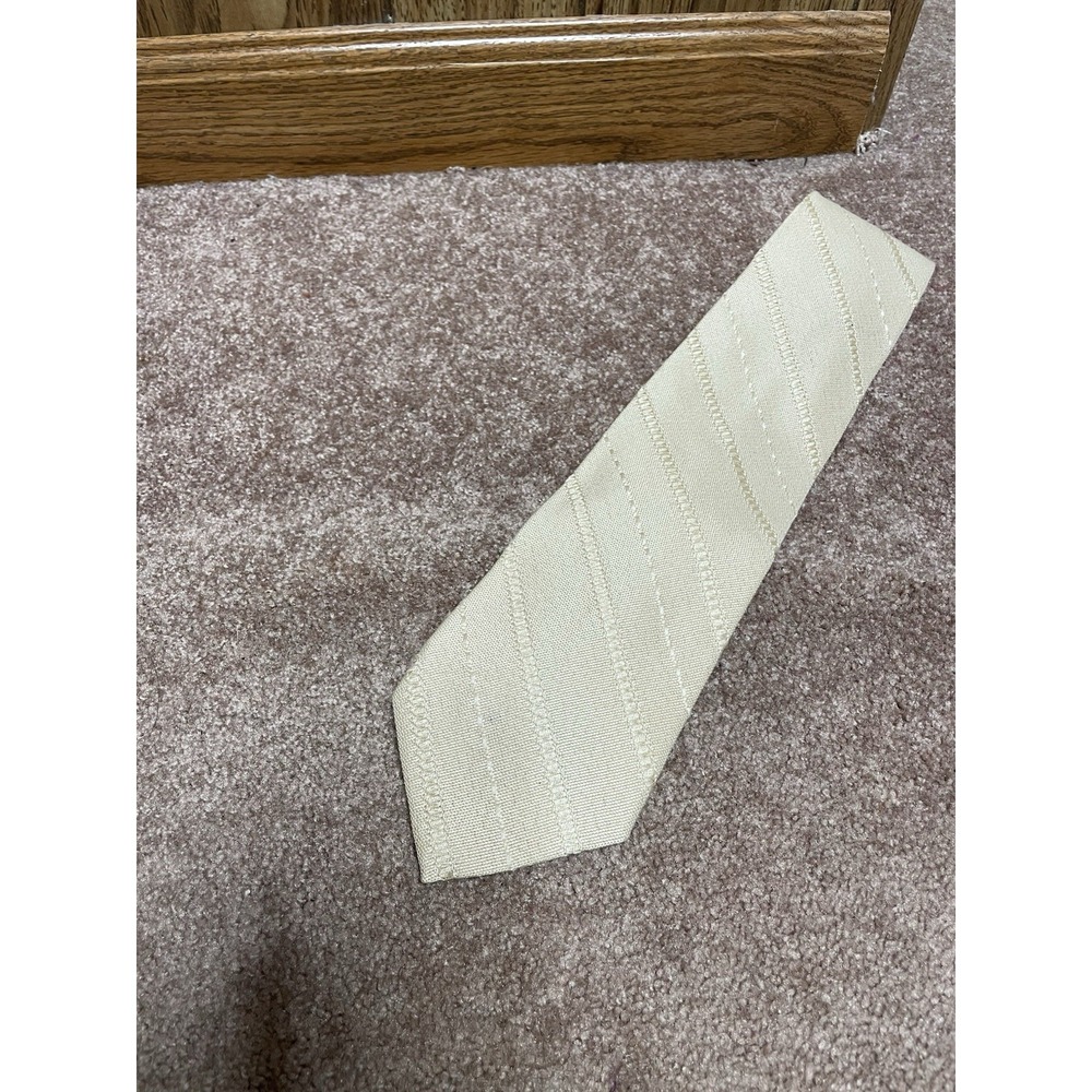 Ermenegildo Zegna Tie Tan Cotton NeckTie Mens 3.78" Diagonal Stripe